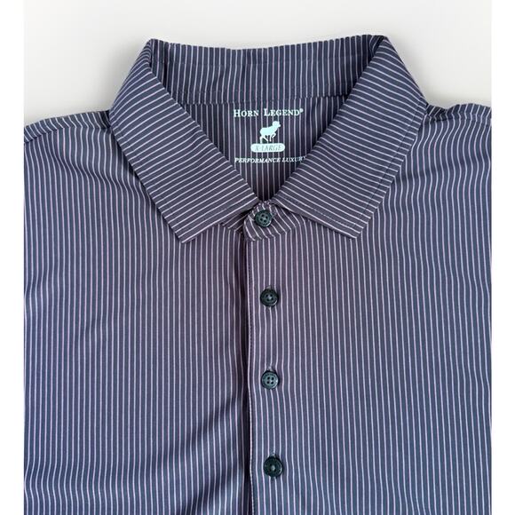 Horn Legend Golf Polo Shirt Mens Large Grey Pink Stripe Short Sleeve Performance - Picture 2 of 7